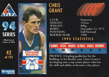1994 Dynamic AFLPA #42 Chris Grant Back